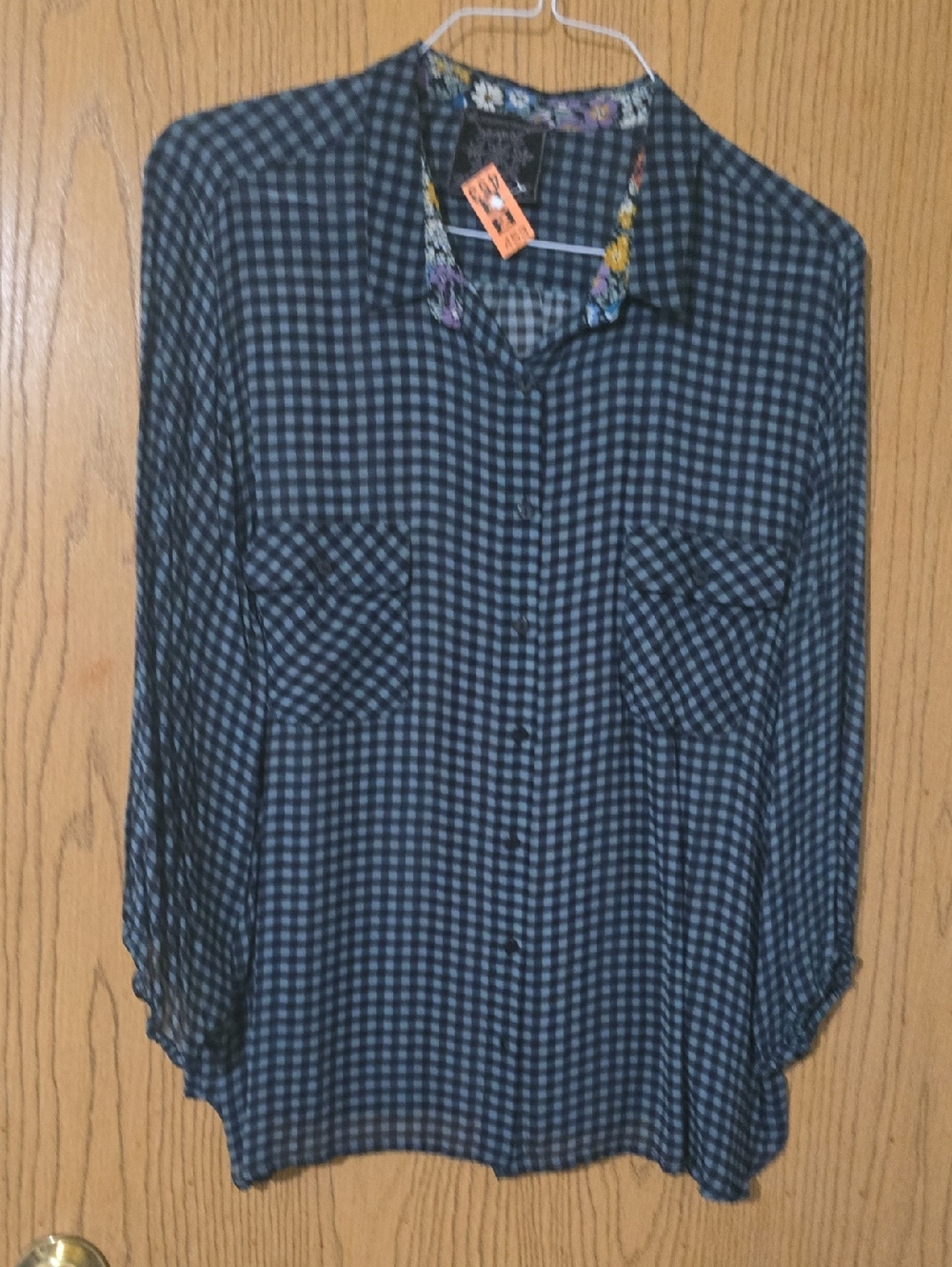 Johnny Was Blue and Black Gingham Button-Up Shirt - Picture 2 of 5